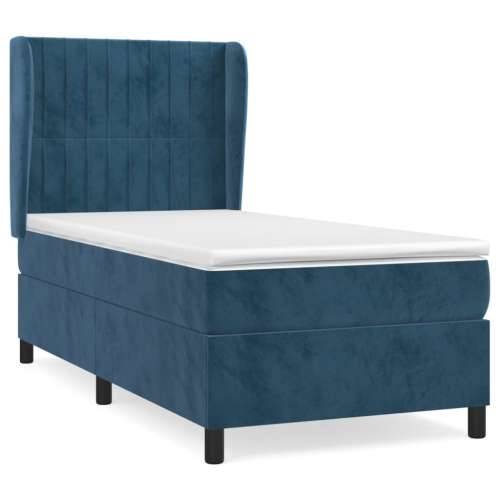 Box spring krevet s madracem tamnoplavi 100x200 cm baršunasti - Tamno plava 100 x 200 cm Okomite pruge Cijena