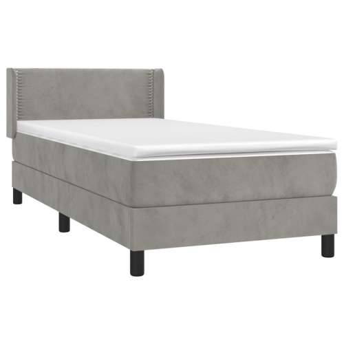 Box spring krevet s madracem svjetlosivi 100x200 cm baršunasti - Svjetlosiva 100 x 200 cm Obično s čavlima Cijena