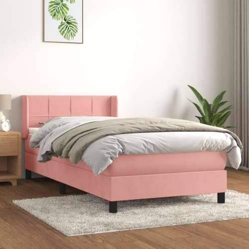 Box spring krevet s madracem ružičasti 100x200 cm baršunasti - Ružičasta 100 x 200 cm Blok s kvadratima Cijena