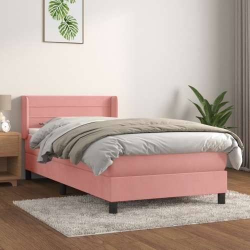 Box spring krevet s madracem ružičasti 100x200 cm baršunasti - Ružičasta 100 x 200 cm vodoravne pruge Cijena