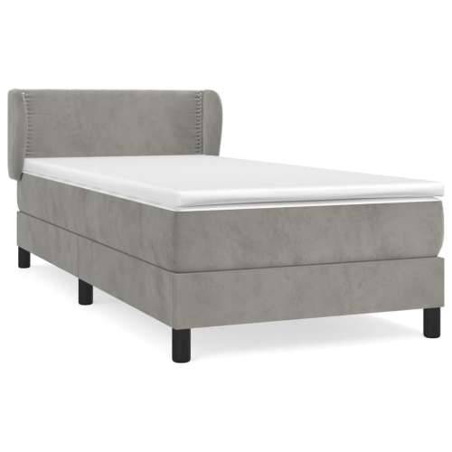 Box spring krevet s madracem svjetlosivi 100x200 cm baršunasti - Svjetlosiva 100 x 200 cm Obično s čavlima Cijena