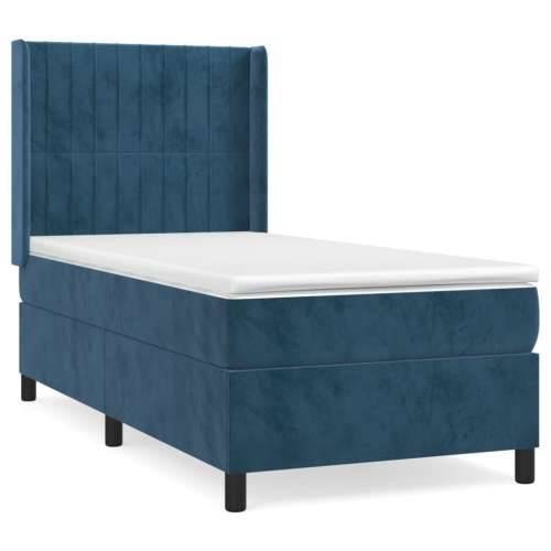 Box spring krevet s madracem tamnoplavi 100x200 cm baršunasti - Tamno plava 100 x 200 cm Okomite pruge Cijena