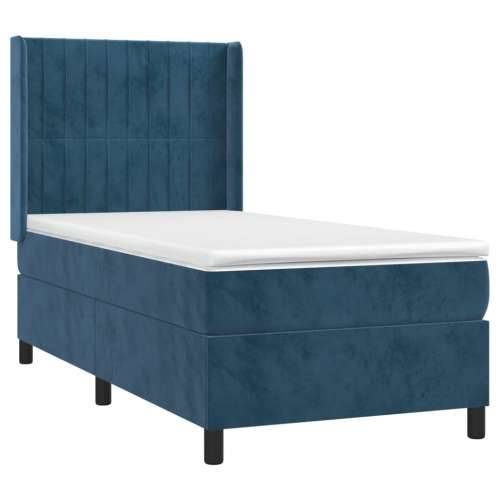 Box spring krevet s madracem tamnoplavi 100x200 cm baršunasti - Tamno plava 100 x 200 cm Okomite pruge Cijena