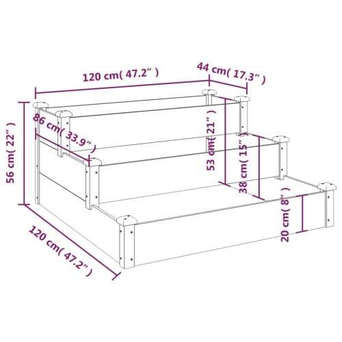 Povišena gredica - Vrtna gredica 120 x 120 x 56 cm od masivne jelovine - Prirodna 1 Cijena