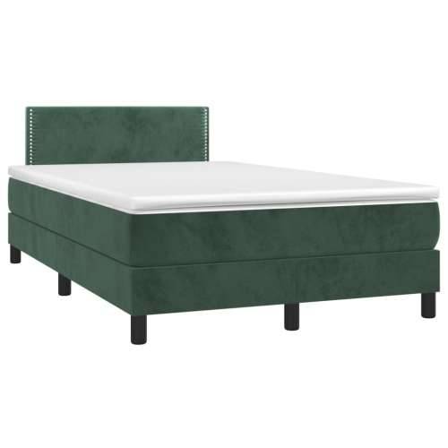Krevet box spring s madracem LED tamnozeleni 120x200 cm baršun - Tamnozelena 120 x 200 cm Obično s čavlima Cijena