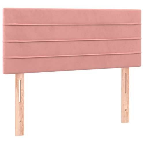 Krevet box spring s madracem LED ružičasti 100x200cm baršunasti - Ružičasta 100 x 200 cm vodoravne pruge Cijena