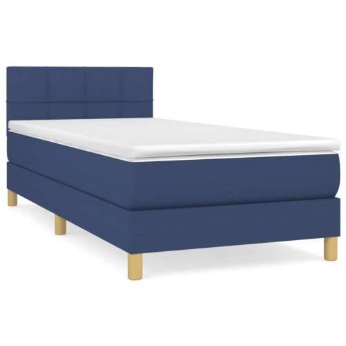 Krevet s oprugama i madracem plavi 80x200 cm od tkanine - Plava 80 x 200 cm Blok s kvadratima Cijena