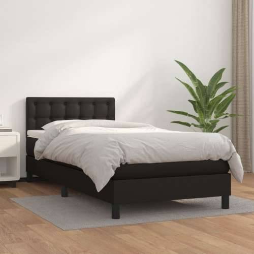 Krevet s oprugama i madracem crni 100x200 cm od umjetne kože - Crna 100 x 200 cm gumbi Cijena