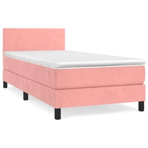 Box spring krevet s madracem ružičasti 100x200 cm baršunasti - Ružičasta 100 x 200 cm Gladak dizajn Cijena