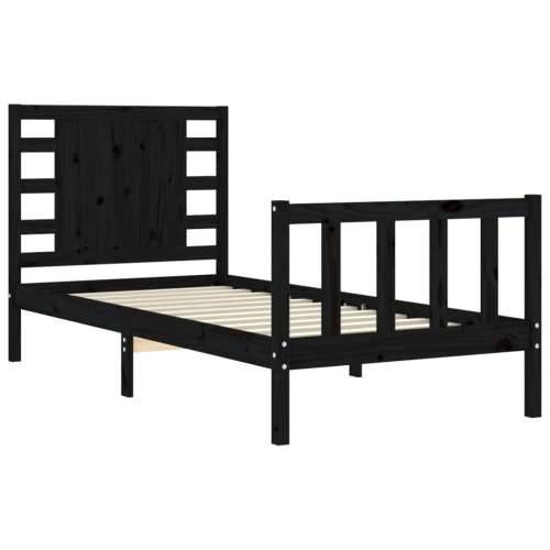 Okvir kreveta s uzglavljem crni jednokrevetni masivno drvo - Crna 75 x 190 cm Cijena