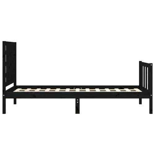 Okvir kreveta s uzglavljem crni jednokrevetni masivno drvo - Crna 75 x 190 cm Cijena