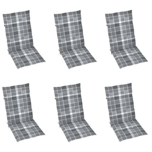 Sklopive vrtne stolice s jastucima 6 kom masivno bagremovo drvo - Sivi karirani uzorak 120 x 50 x 3 cm 6 1 Cijena