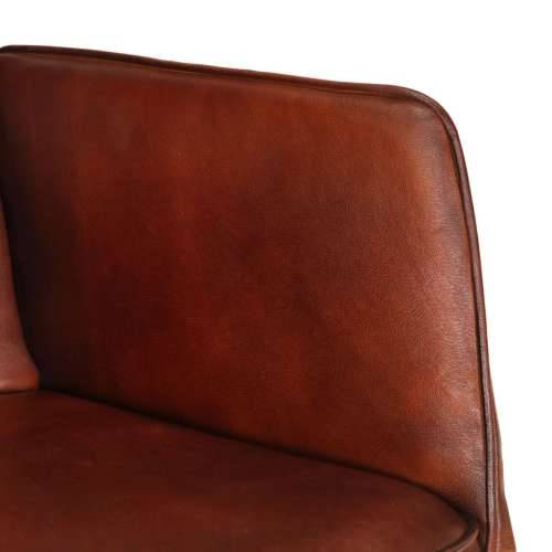 Stolica za ljuljanje s osloncem za noge smeđa od prave kože Cijena