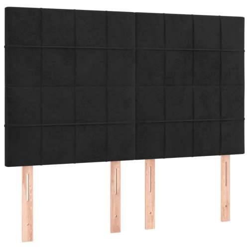 Krevet s oprugama i madracem crni 140 x 190 cm baršunasti - Crna 140 x 190 cm Blok s kvadratima Cijena