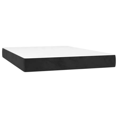 Krevet s oprugama i madracem crni 140 x 190 cm baršunasti - Crna 140 x 190 cm Okomite pruge Cijena