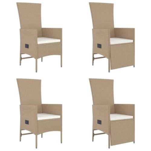 Vrtna garnitura - 5-dijelni vrtni blagovaonski set od poliratana s jastucima bež - Dužina stola 90 cm 1 2x stolica + 2x fotelja  Cijena