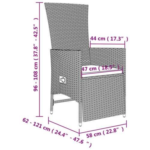 Vrtna garnitura - 5-dijelni vrtni blagovaonski set od poliratana s jastucima bež - Dužina stola 90 cm 1 2x stolica + 2x fotelja  Cijena