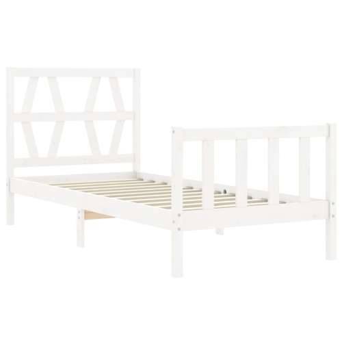 Okvir kreveta s uzglavljem bijeli za jednu osobu masivno drvo - Bijela 90 x 190 cm Cijena