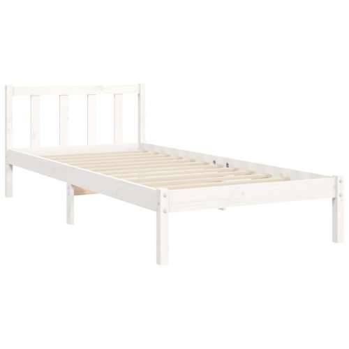 Okvir kreveta s uzglavljem bijeli za jednu osobu masivno drvo - Bijela 90 x 190 cm Cijena