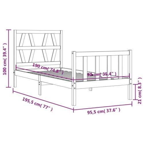 Okvir kreveta s uzglavljem bijeli za jednu osobu masivno drvo - Bijela 90 x 190 cm Cijena