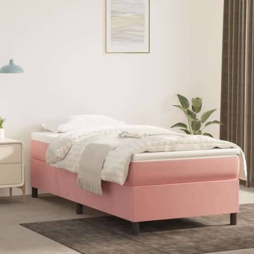 Box spring krevet s madracem ružičasti 90x190 cm baršunasti - Ružičasta 90 x 190 cm 35 cm Cijena