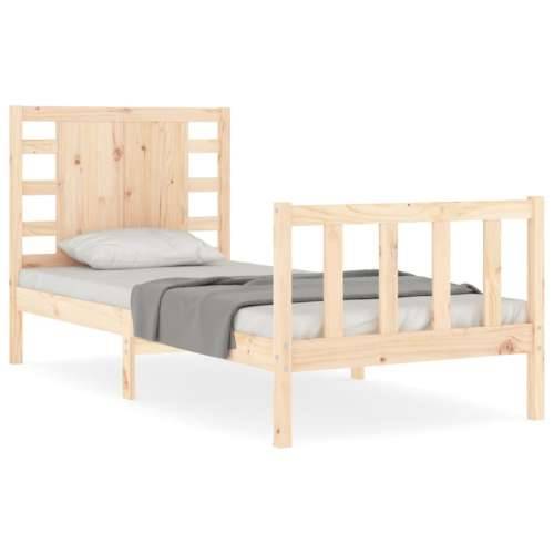 Okvir kreveta s uzglavljem za jednu osobu od masivnog drva - Prirodna 90 x 190 cm Cijena