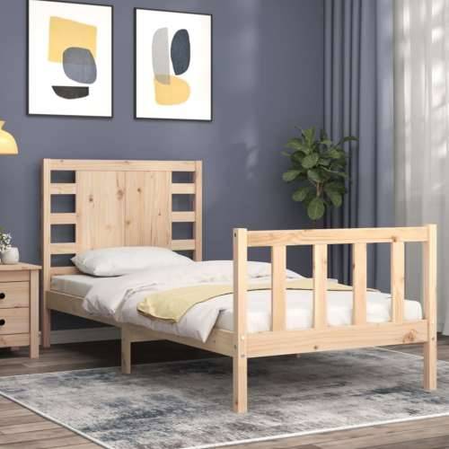 Okvir kreveta s uzglavljem za jednu osobu od masivnog drva - Prirodna 90 x 190 cm Cijena