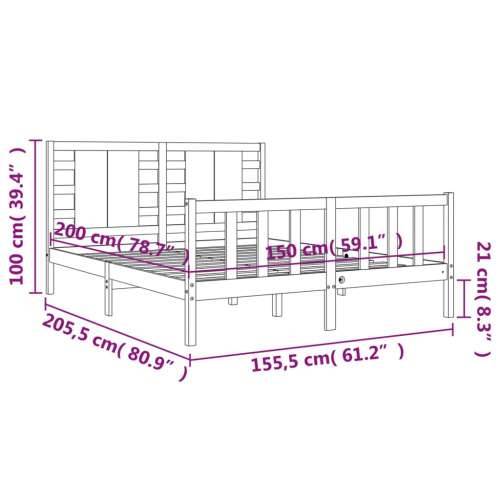 Okvir kreveta s uzglavljem bijeli bračni od masivnog drva - Bijela 150 x 200 cm Cijena