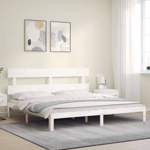 Okvir kreveta s uzglavljem bijeli bračni od masivnog drva - Bijela 180 x 200 cm s uzglavljem Cijena