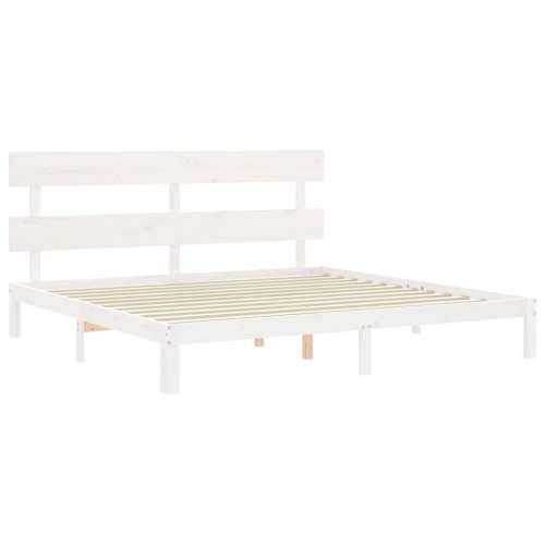 Okvir kreveta s uzglavljem bijeli bračni od masivnog drva - Bijela 180 x 200 cm s uzglavljem Cijena