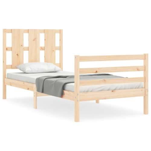 Okvir kreveta s uzglavljem za jednu osobu od masivnog drva - Prirodna 90 x 190 cm Cijena