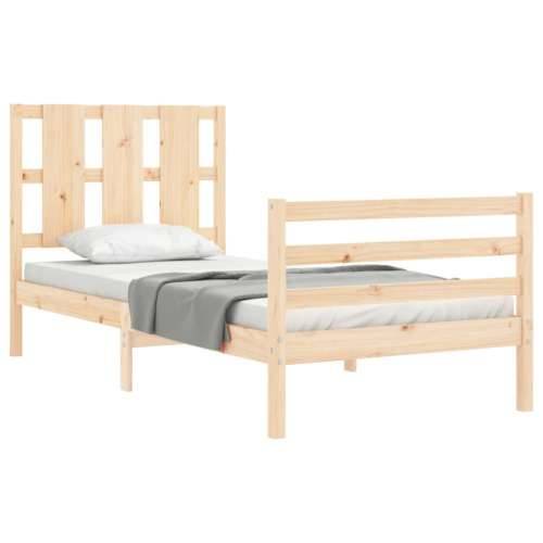 Okvir kreveta s uzglavljem za jednu osobu od masivnog drva - Prirodna 90 x 190 cm Cijena
