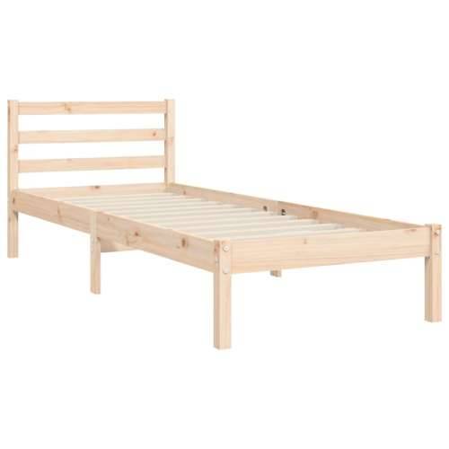 Okvir kreveta s uzglavljem za jednu osobu od masivnog drva - Prirodna 90 x 190 cm Cijena