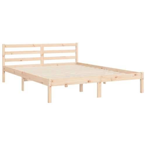 Okvir kreveta s uzglavljem veliki bračni od masivnog drva - Prirodna 150 x 200 cm Cijena