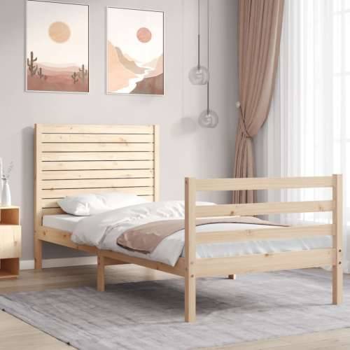 Okvir kreveta s uzglavljem za jednu osobu od masivnog drva - Prirodna 90 x 190 cm Cijena