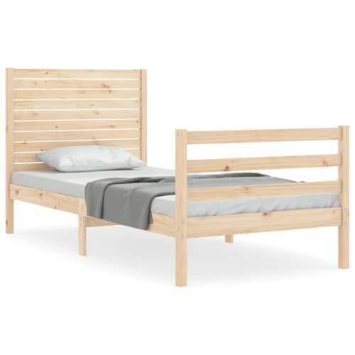 Okvir kreveta s uzglavljem za jednu osobu od masivnog drva - Prirodna 90 x 190 cm Cijena