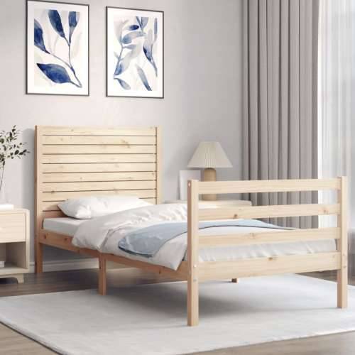 Okvir kreveta s uzglavljem za jednu osobu od masivnog drva - Prirodna 90 x 190 cm Cijena