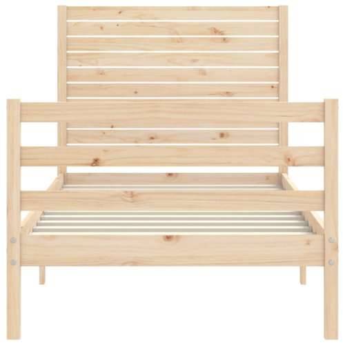 Okvir kreveta s uzglavljem za jednu osobu od masivnog drva - Prirodna 90 x 190 cm Cijena