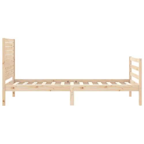 Okvir kreveta s uzglavljem za jednu osobu od masivnog drva - Prirodna 90 x 190 cm Cijena