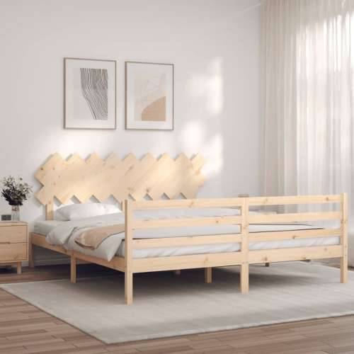 Okvir kreveta s uzglavljem veliki bračni od masivnog drva - Prirodna 180 x 200 cm Cijena