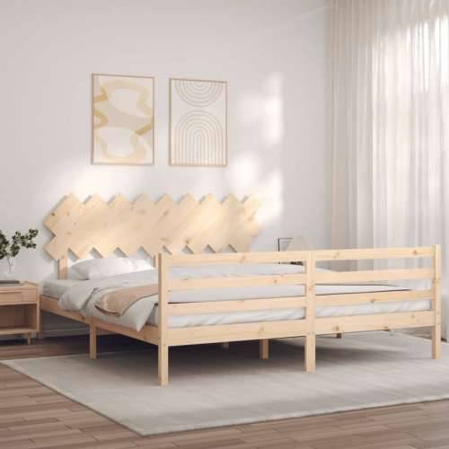 Okvir kreveta s uzglavljem veliki bračni od masivnog drva - Prirodna 180 x 200 cm Cijena