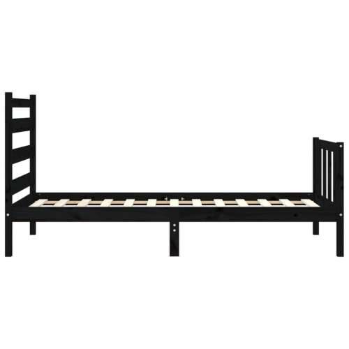 Okvir kreveta s uzglavljem crni jednokrevetni masivno drvo - Crna 75 x 190 cm Cijena