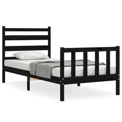Okvir za krevet s uzglavljem crna 100x200 cm od masivnog drva - Crna 100 x 200 cm Cijena