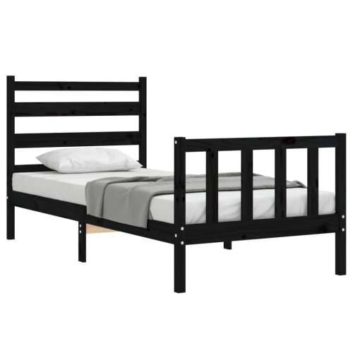 Okvir za krevet s uzglavljem crna 100x200 cm od masivnog drva - Crna 100 x 200 cm Cijena