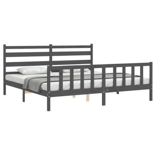 Okvir za krevet s uzglavljem sivi 200 x 200 cm od masivnog drva - Siva 200 x 200 cm Cijena