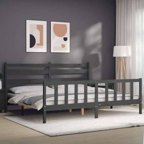 Okvir za krevet s uzglavljem sivi 200 x 200 cm od masivnog drva - Siva 200 x 200 cm Cijena