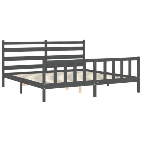 Okvir za krevet s uzglavljem sivi 200 x 200 cm od masivnog drva - Siva 200 x 200 cm Cijena