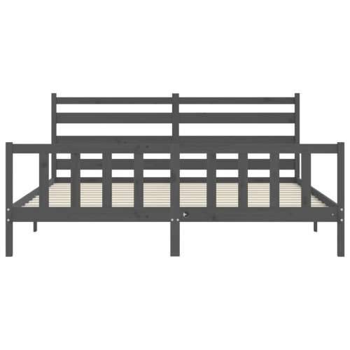 Okvir za krevet s uzglavljem sivi 200 x 200 cm od masivnog drva - Siva 200 x 200 cm Cijena