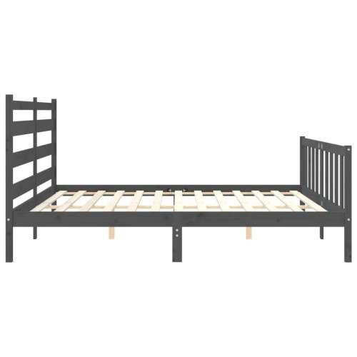 Okvir za krevet s uzglavljem sivi 200 x 200 cm od masivnog drva - Siva 200 x 200 cm Cijena