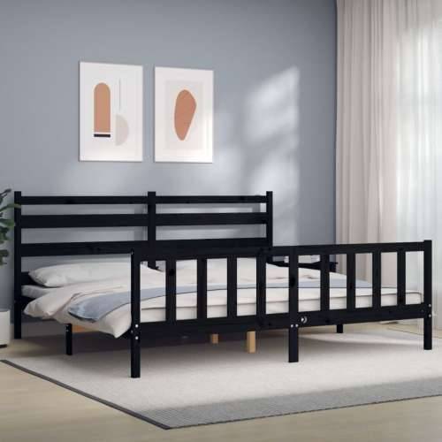 Okvir za krevet s uzglavljem crni 200 x 200 cm od masivnog drva - Crna 200 x 200 cm Cijena